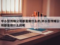 中小型传媒公司都是做什么的,中小型传媒公司都是做什么的呢
